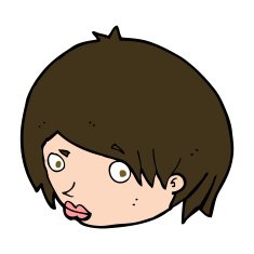 cartoon female face with raised eyebrow N10