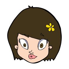 cartoon happy female face N191
