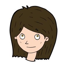 cartoon happy female face N192