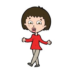 cartoon woman shrugging shoulders N502