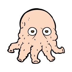cartoon alien squid face N31