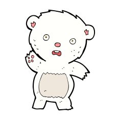 cartoon waving polar bear cub N37