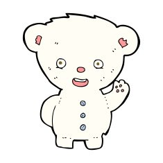 cartoon waving polar bear cub N38