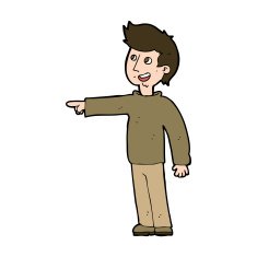 cartoon happy man pointing and laughing N10