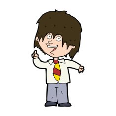 cartoon school boy with idea N34