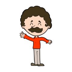 cartoon man with mustache waving N31