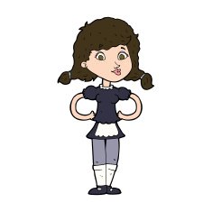 cartoon happy waitress woman N9