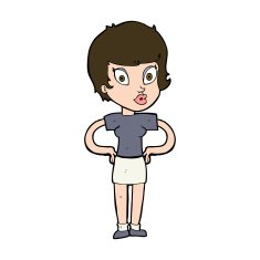 cartoon woman with hands on hips N230