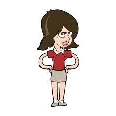 cartoon annoyed woman with hands on hips N10