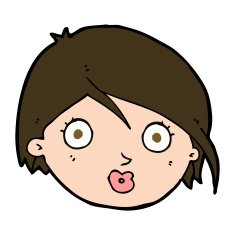 cartoon surprised female face N67