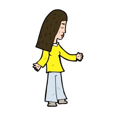 cartoon woman with open arms N105