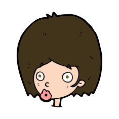 cartoon surprised female face N68