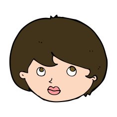 cartoon female face looking upwards N10