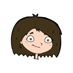 cartoon happy female face N195
