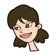 cartoon happy female face N197
