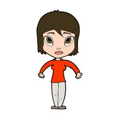 cartoon woman shrugging shoulders N506