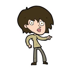 cartoon surprised woman pointing N11