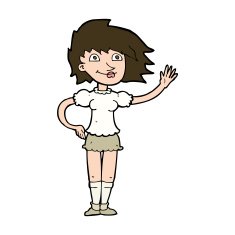 Cartoon Woman Waving N360