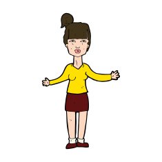 cartoon woman shrugging shoulders N507
