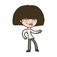 cartoon happy woman pointing N73