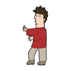 cartoon nervous man waving N23