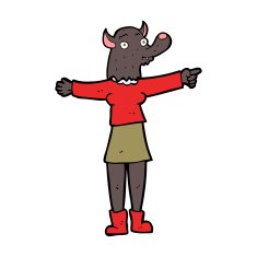 cartoon pointing werewolf woman N7