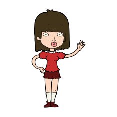 Cartoon Woman Waving N364