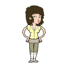 cartoon pretty woman with hands on hips N22