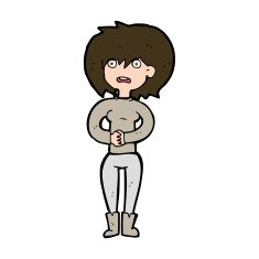 cartoon worried woman N83