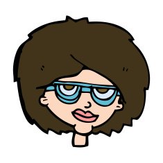 cartoon woman wearing spectacles N43