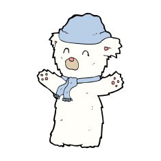 cartooon cute polar bear in hat and scarf N5