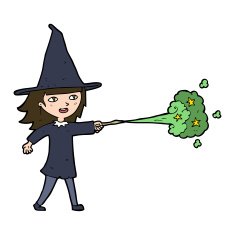 cartoon witch girl casting spell N22