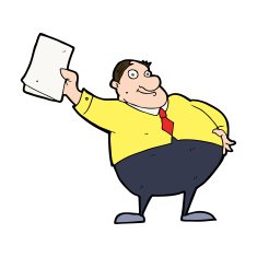 cartoon boss waving papers N11