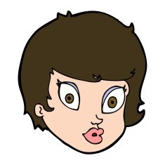 cartoon surprised female face N70