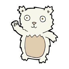 cartoon waving polar bear cub N40