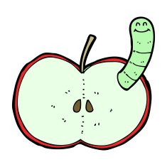 Cartoon Apple With Worm N66