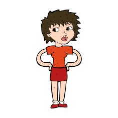 cartoon woman with hands on hips N233