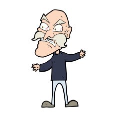 cartoon angry old man N164