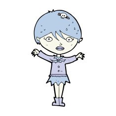 cartoon waving vampire girl N21