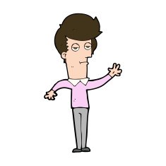 cartoon bored man waving N10