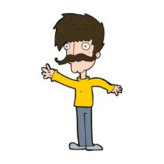 cartoon waving mustache man N11