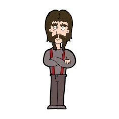 cartoon long mustache man with folded arms N11