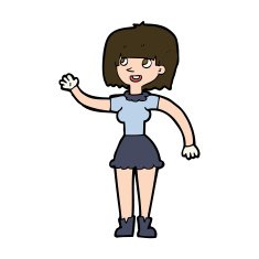 Cartoon Girl Waving N34