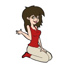 cartoon pretty girl waving N32