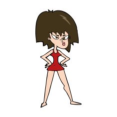 cartoon angry woman in dress N11