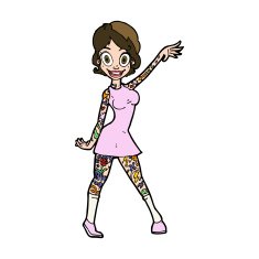 cartoon woman with tattoos N14