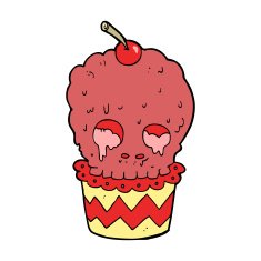 spooky skull cupcake cartoon N11