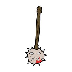 cartoon bloody medieval mace N9