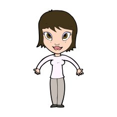 cartoon woman shrugging shoulders N509