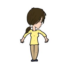 cartoon woman shrugging shoulders N510